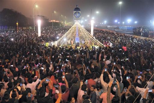 People in Visakhapatnam in Andhra Pradesh marked the New Year by cutting cakes, a beloved tradition of the region.